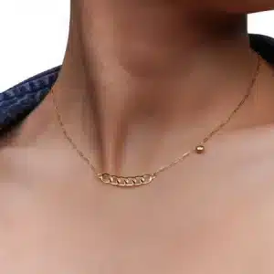 گردنبند طلا زنانه مینیمال مدل میله‌ای حلقوی با آویز فرعی