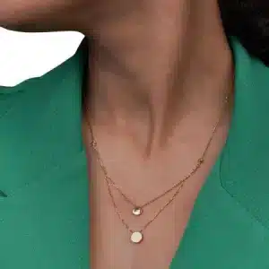 گردنبند طلا لایه‌ای پلاک سکه‌ای