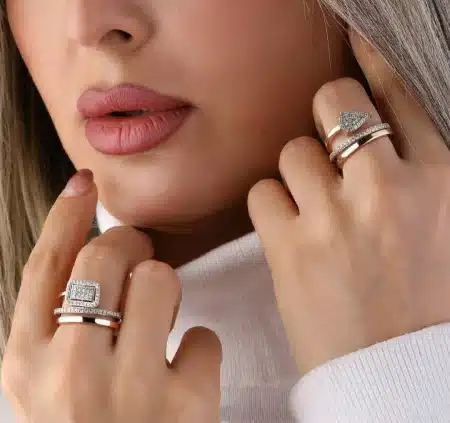 انگشتر طلا رینگ دوتایی