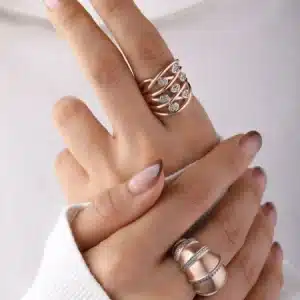 انگشتر طلا چند حلقه‌ای موج دار