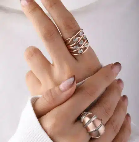 انگشتر طلا چند حلقه‌ای موج دار