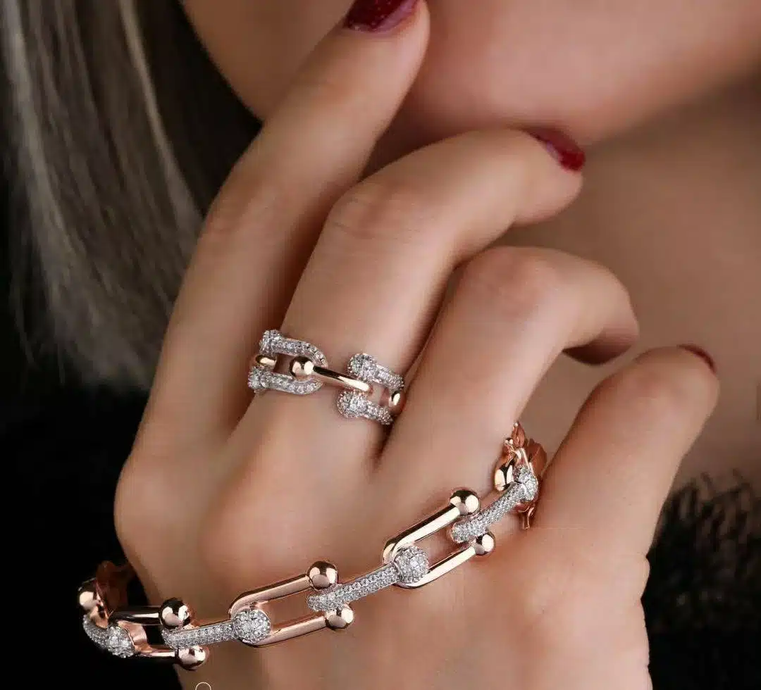 ست طلا هاردور لینک نگین_دار فشن ست طلا هاردور لینک نگیندار فشن